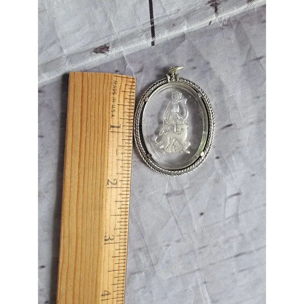 Vintage 1973 Avon Diana the Huntress Reverse Carved Goddess Cameo Pendant
